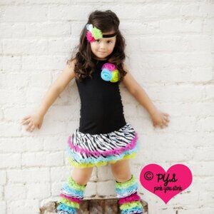 Girls Summer Dress Rainbow Zebra Print NEW 3 PC